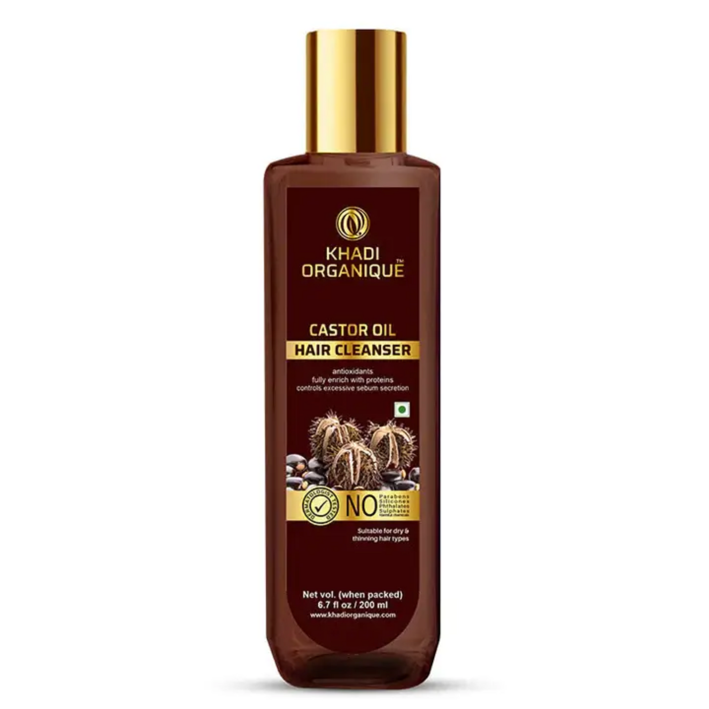 Khadi Organique Castor Oil Hair Cleanser (SLS & Paraben free) 200ml.