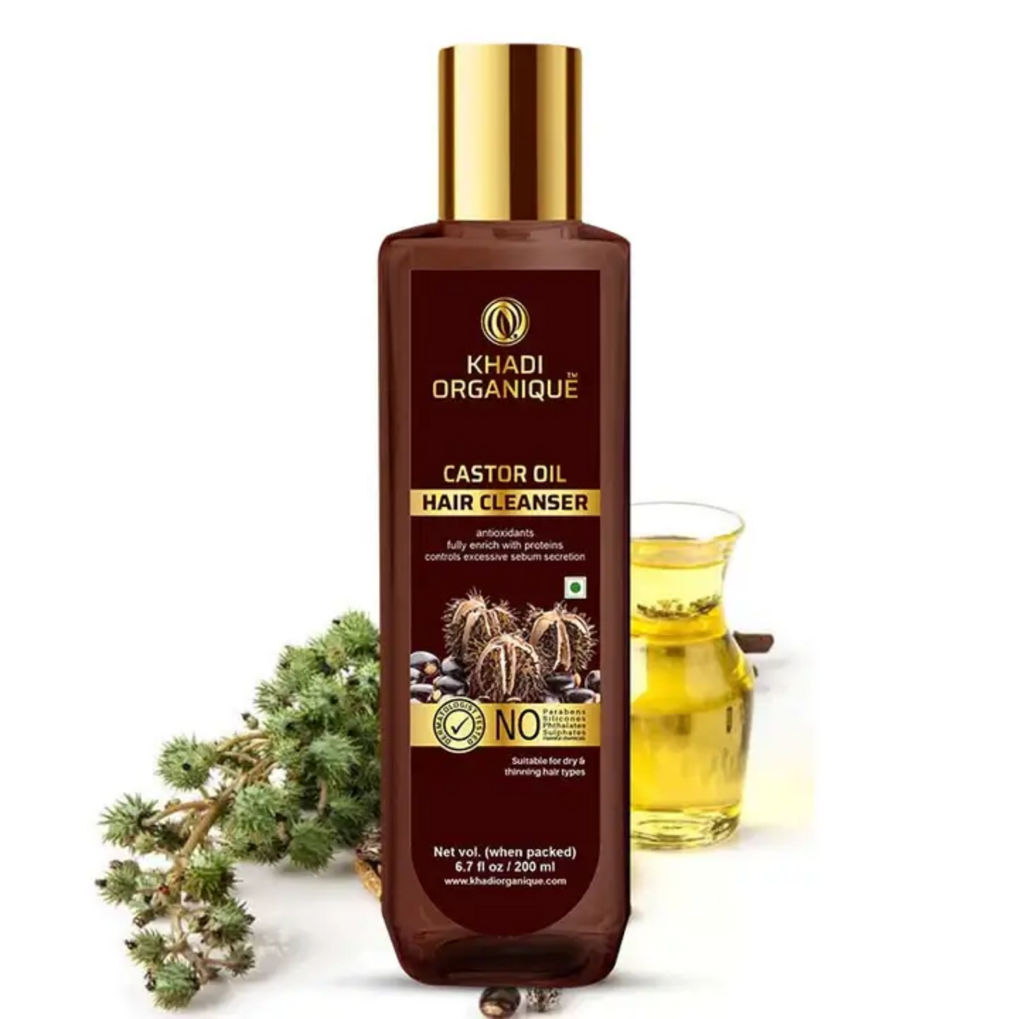 Khadi Organique Castor Oil Hair Cleanser (SLS & Paraben free) 200ml.