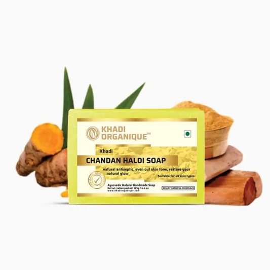 Khadi Organique Chandan Haldi Soap 125g.