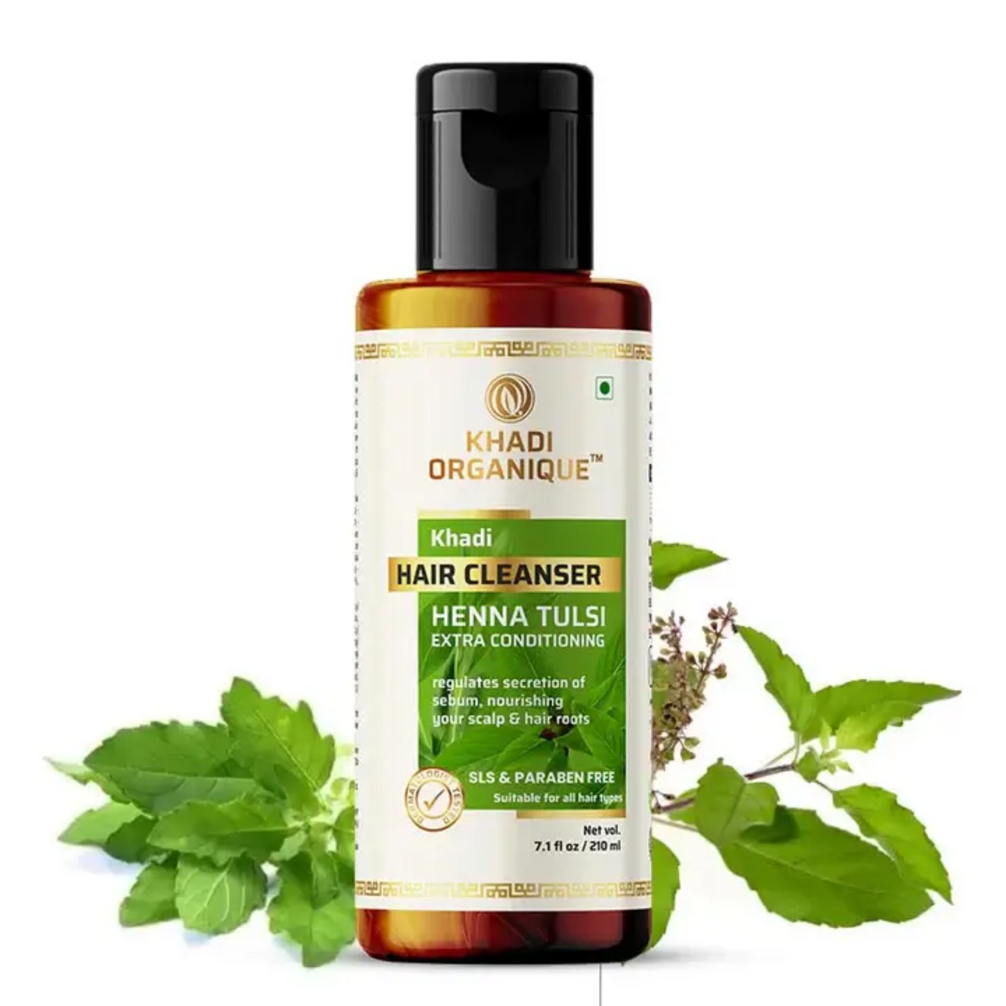 Khadi Organique Henna Tulsi Extra Conditiong Hair Cleanser( SLS & Paraben Free) 210ml