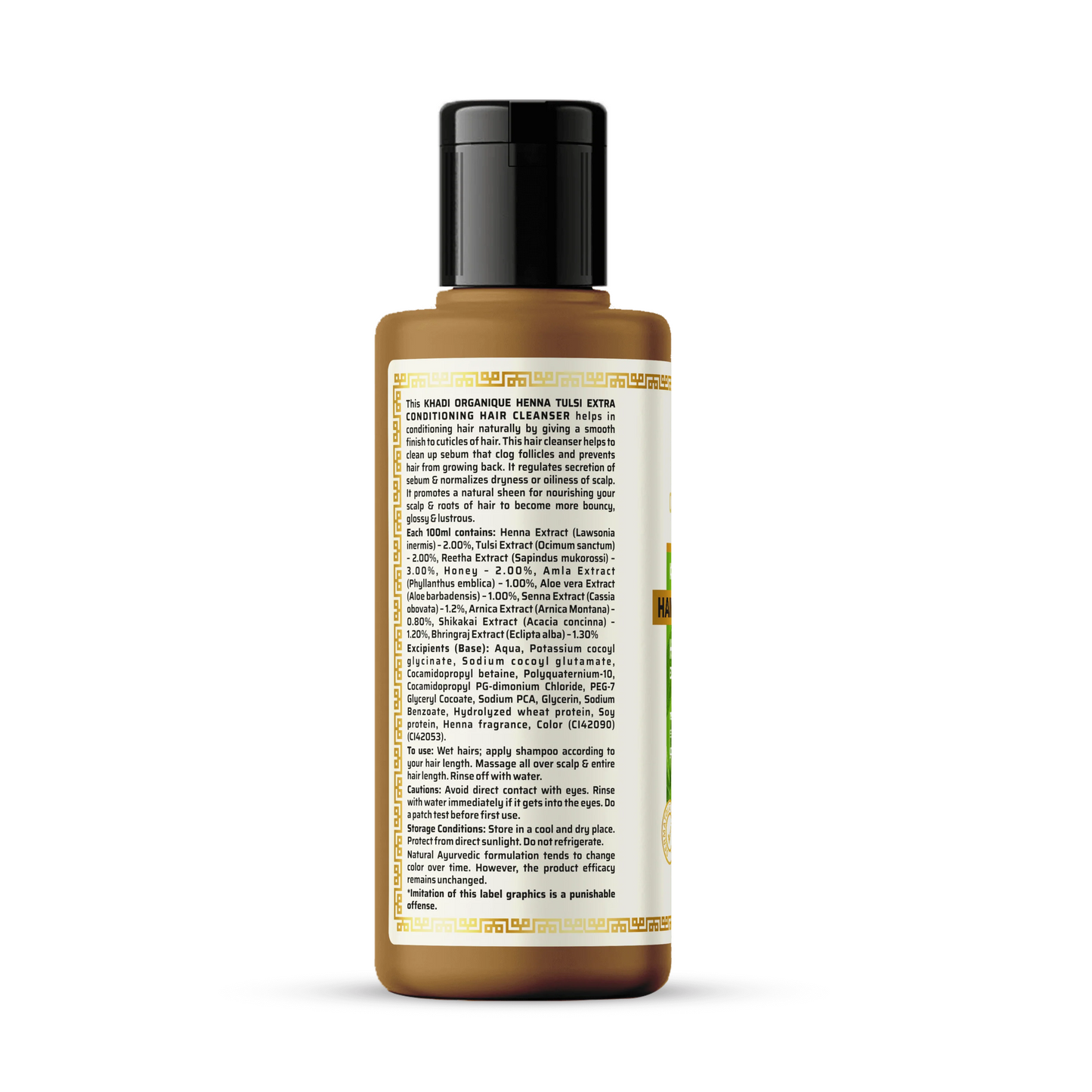 Khadi Organique Henna Tulsi Extra Conditiong Hair Cleanser( SLS & Paraben Free) 210ml