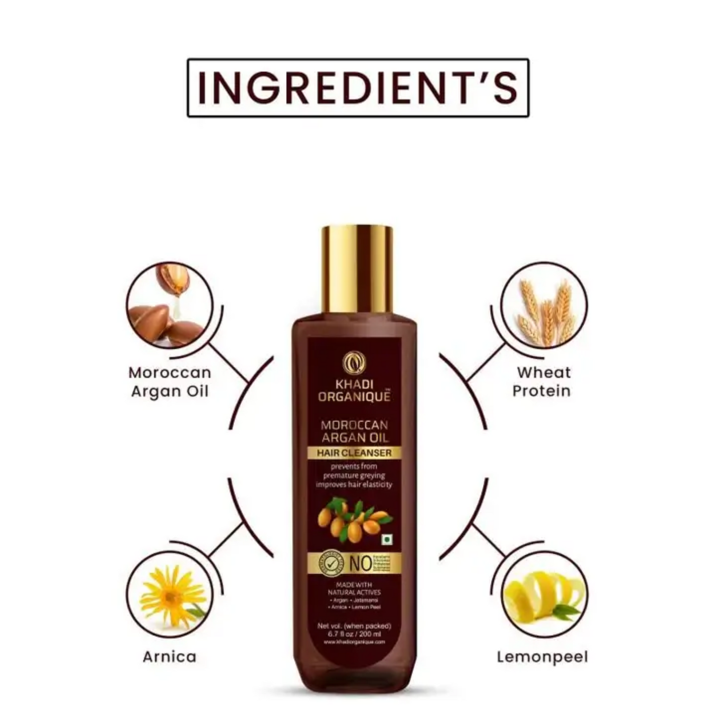 Khadi Organique Moroccan Argan Oil Hair Cleanser (SLS & Paraben free) 200ml.