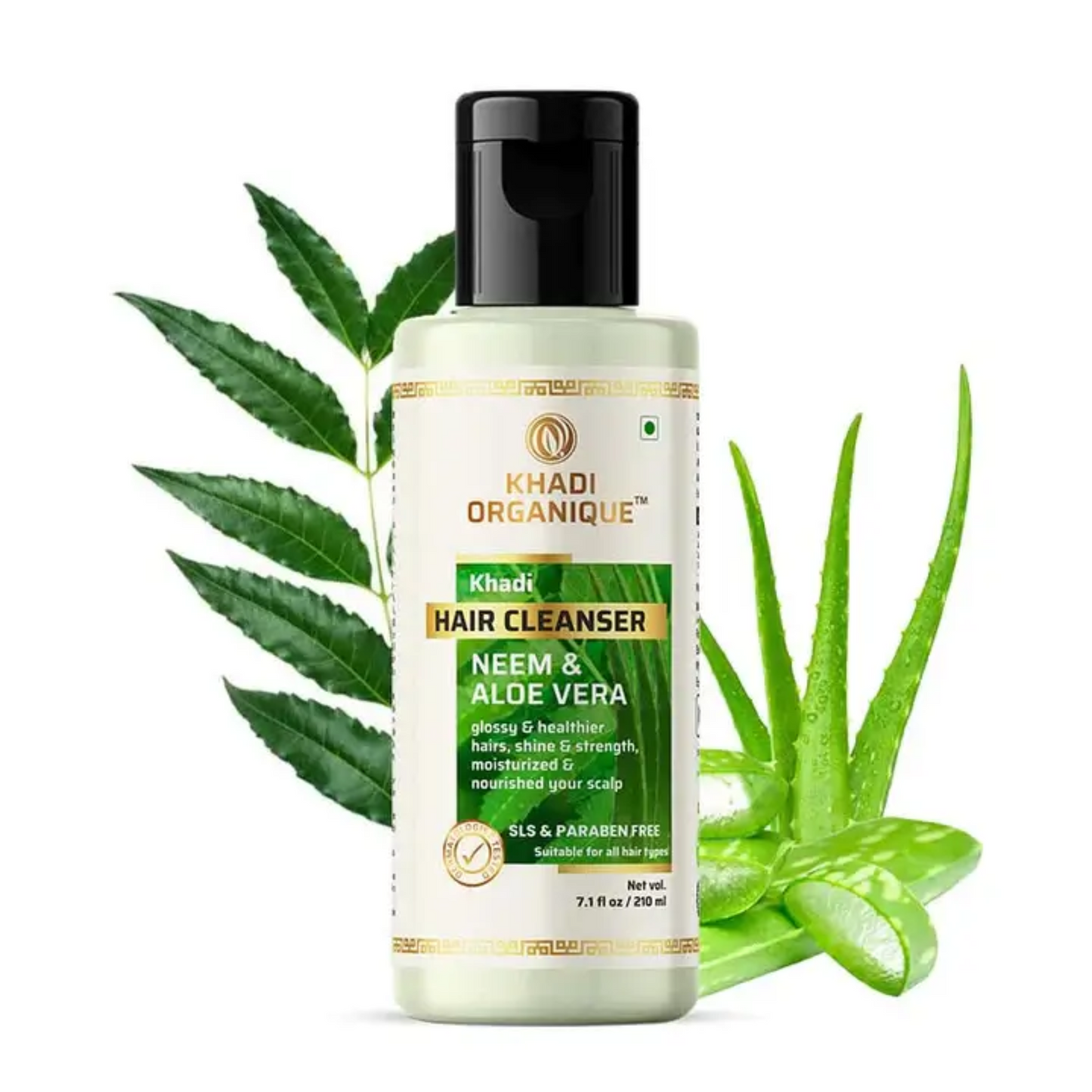 Khadi Organique Neem & Aloe vera Hair cleanser (SLS & Paraben free) 210ml