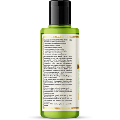 Khadi Organique Neem tea tree & basil Hair oil (Mineral Oil Free) 210ml