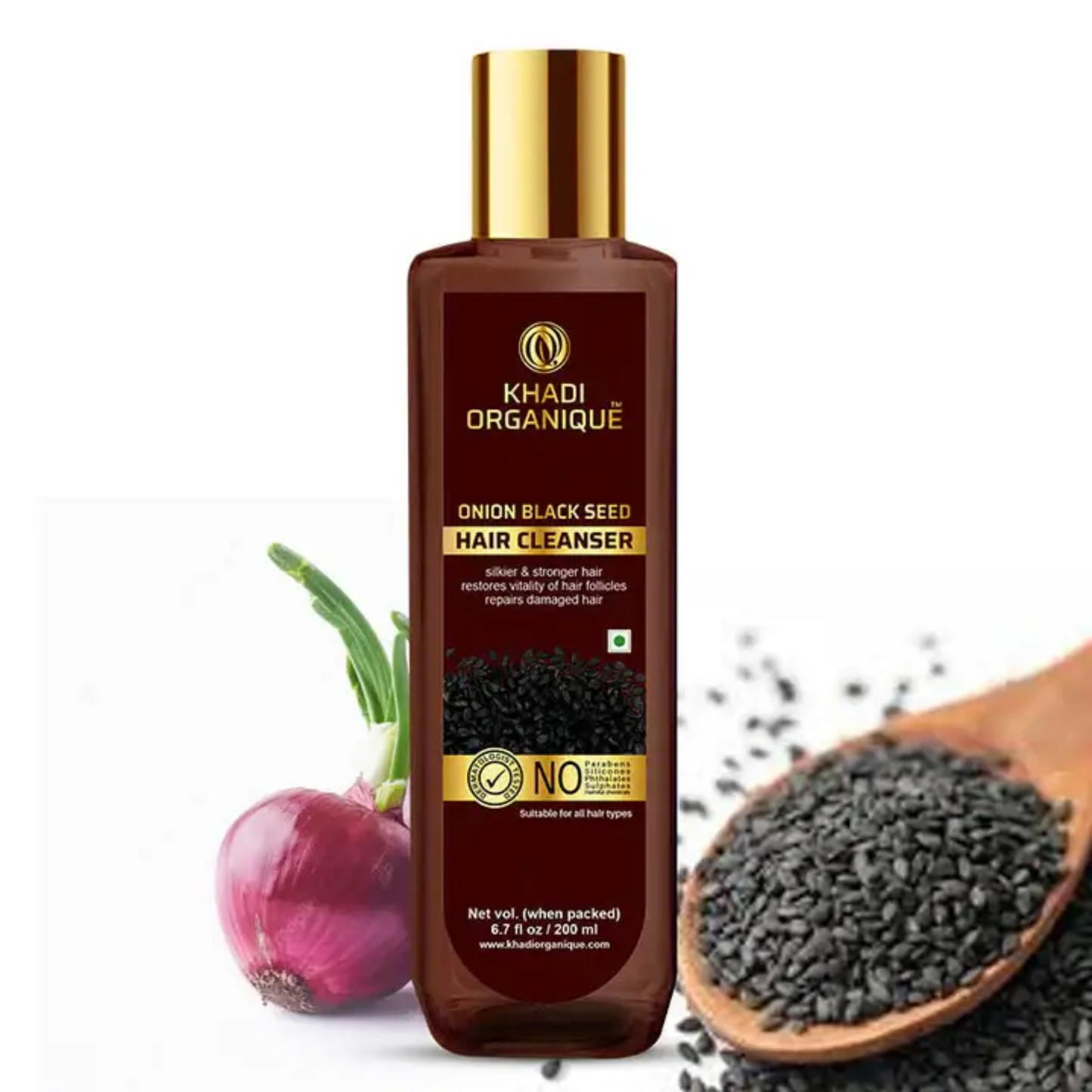 Khadi Organique Onion Black Seed Hair Cleanser (SLS & Paraben free) 200ml