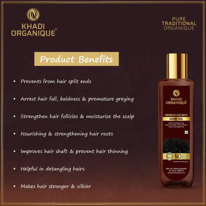 Khadi Organique Onion black seed hair oil (Mineral Oil Free) 200ml