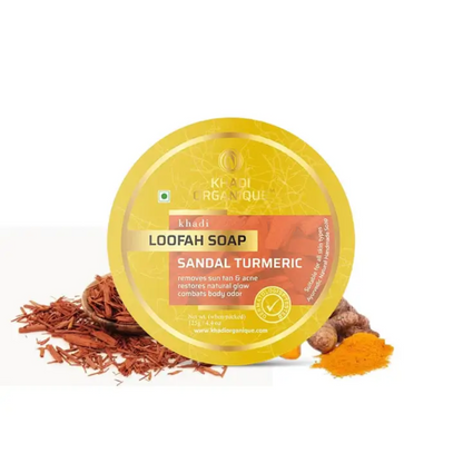 Khadi Organique Sandal Turmeric Loofah Soap 125g