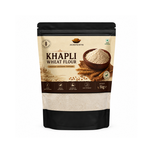 Organic Khapli Atta (Emmer Wheat Flour) 1kg.