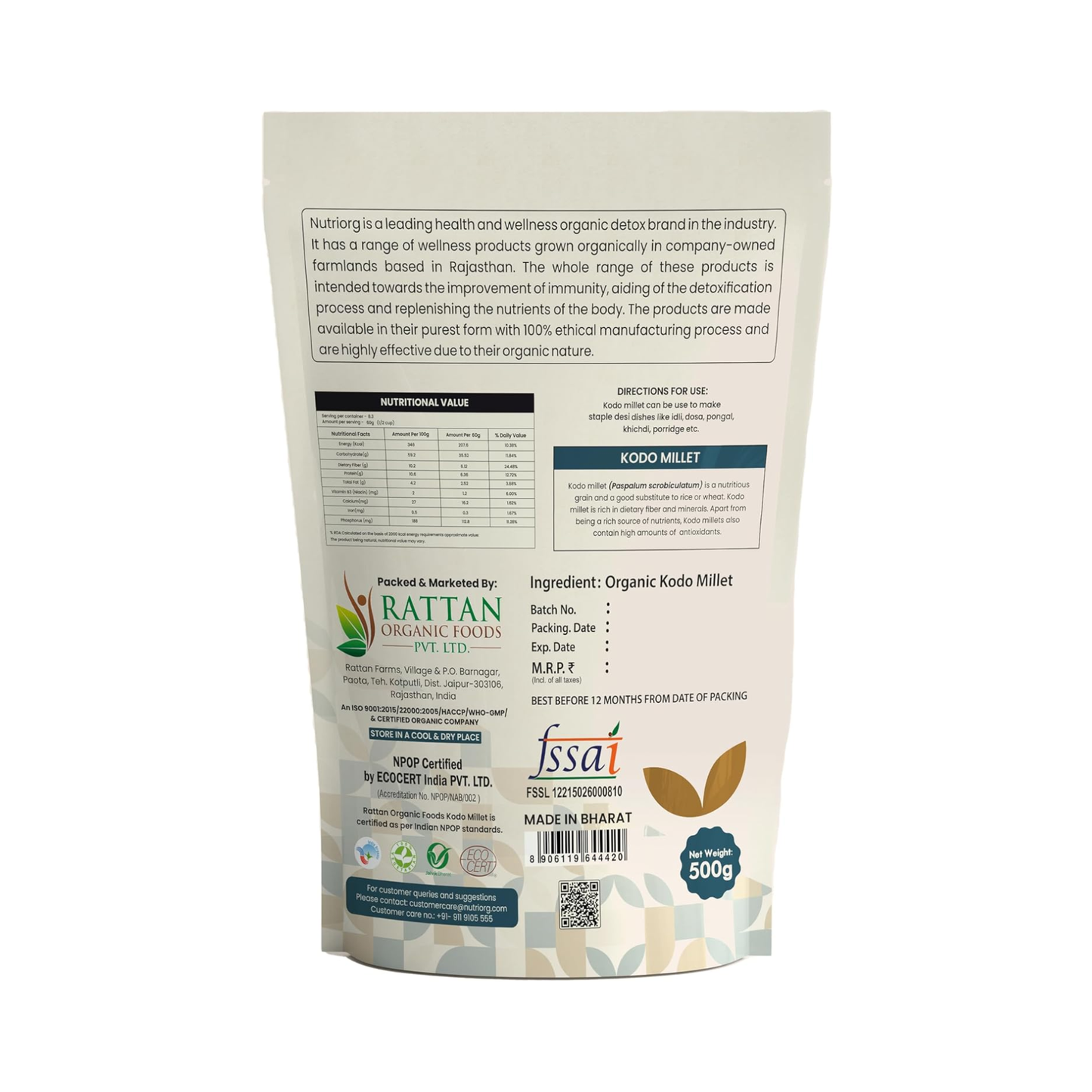 Nutriorg Organic Kodo Millet 500g