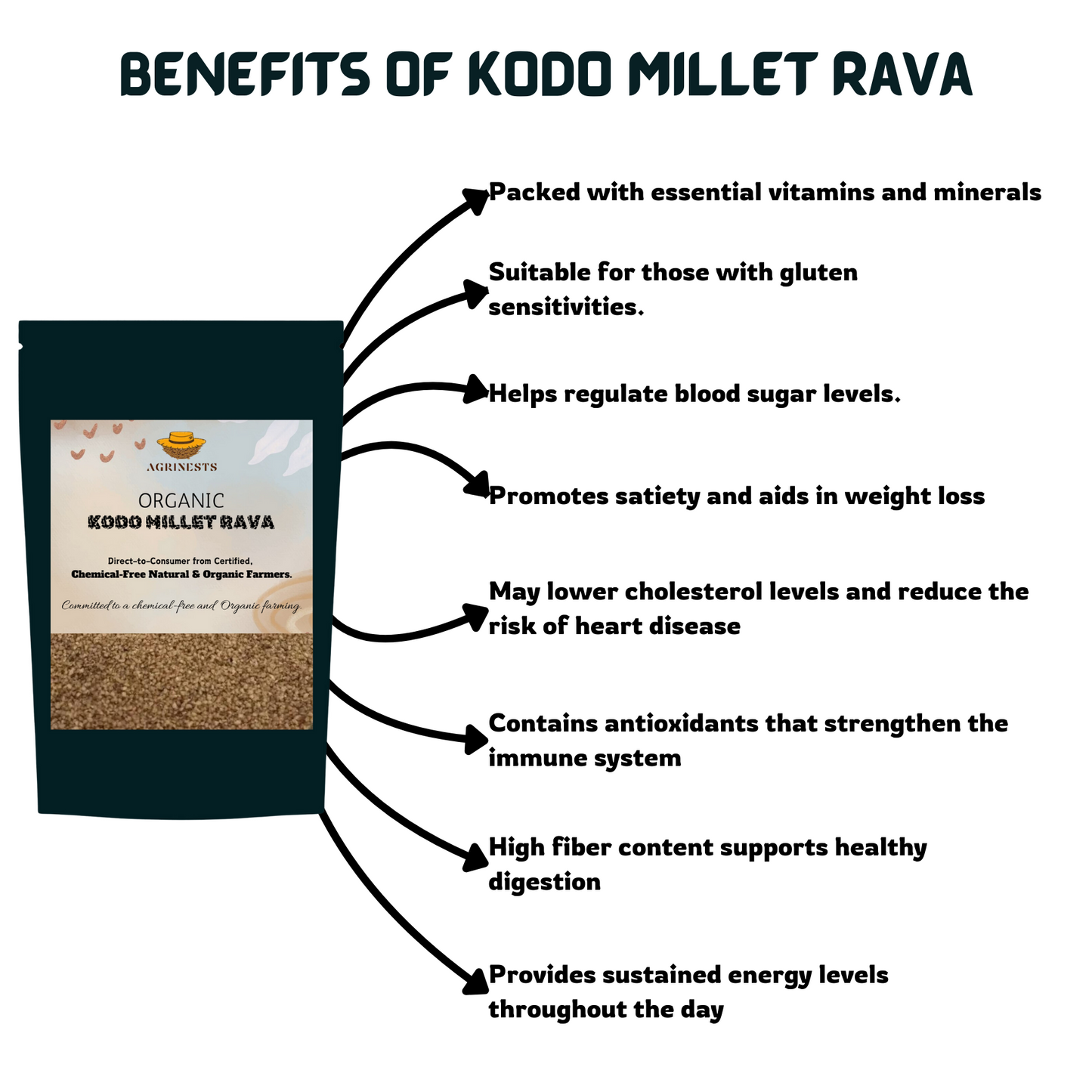 Organic Kodo Millet Rava 500gm