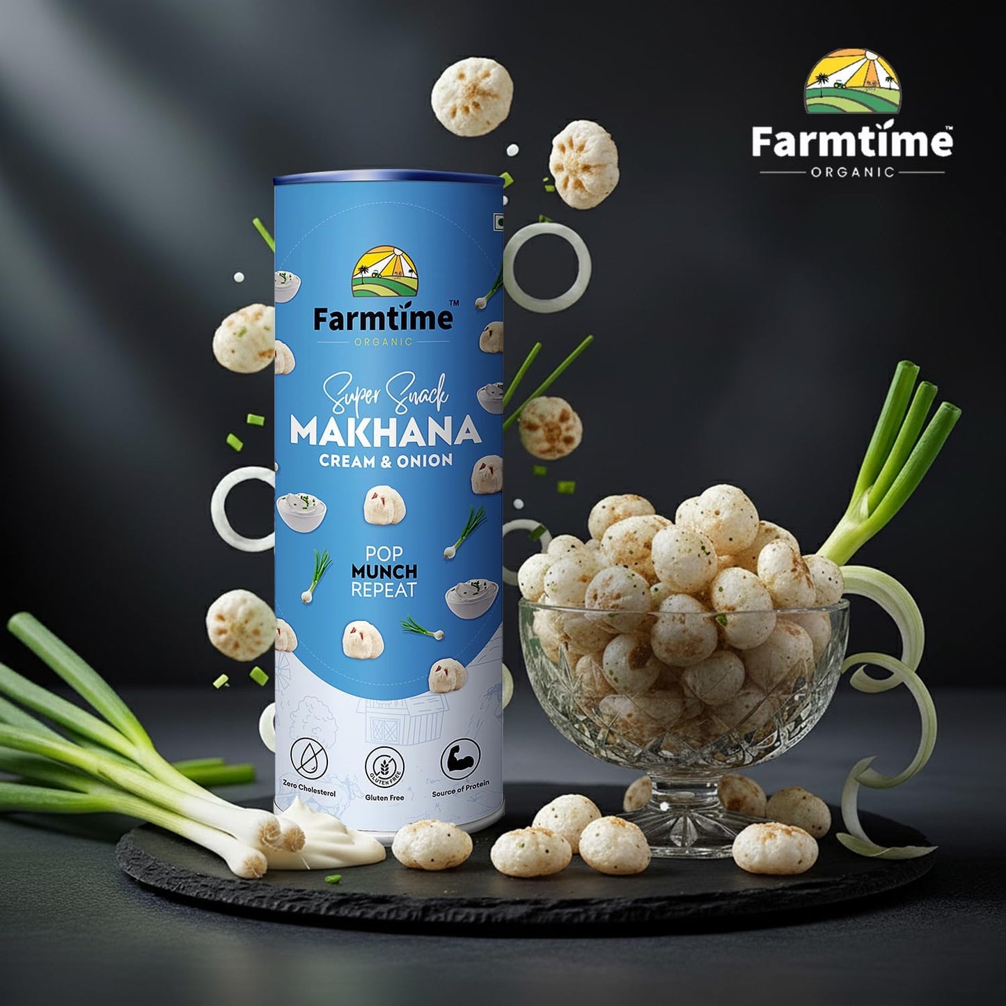 Farmtime Organic Super Snack Makhana Cream & Onion Flavor-80g