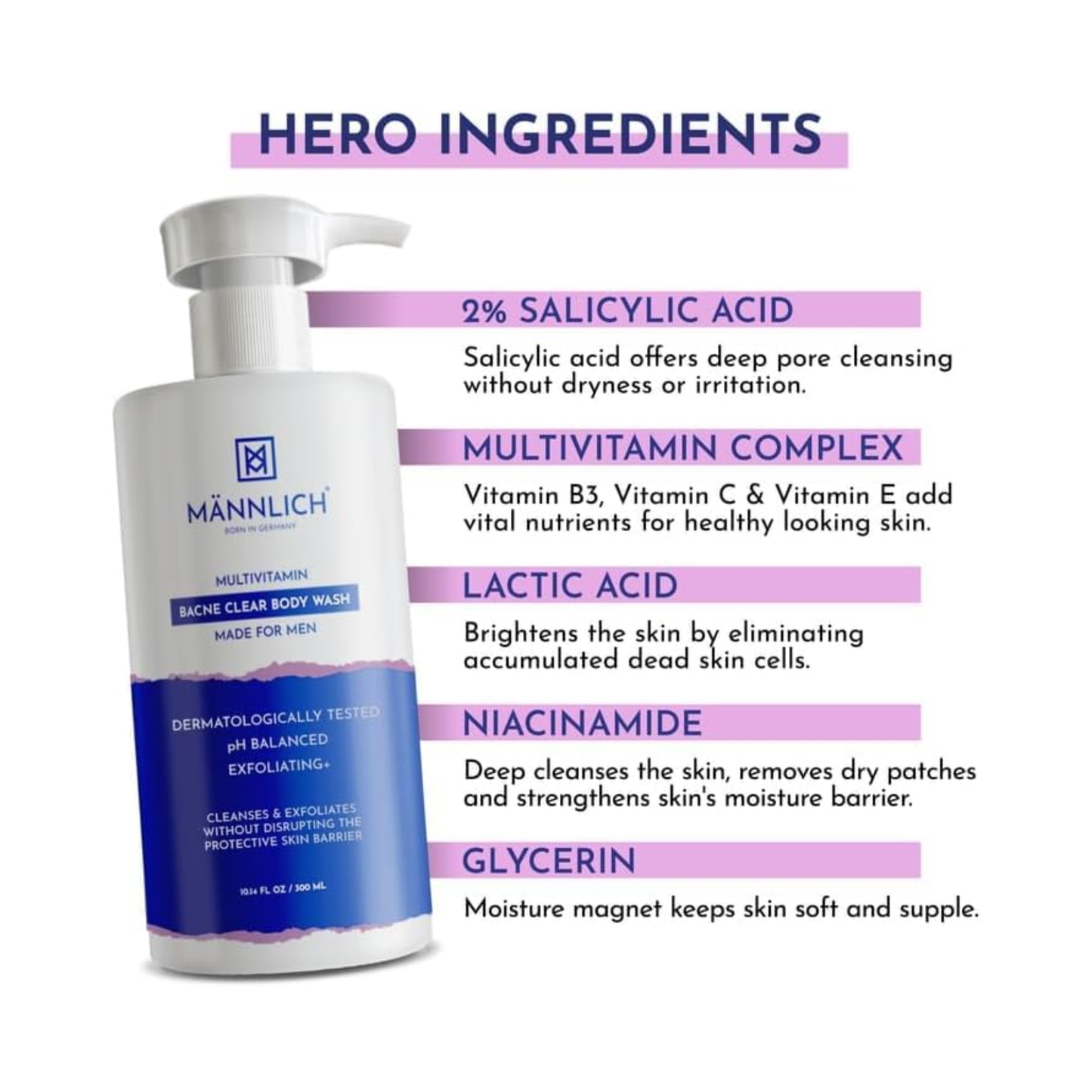 Mannlich acne Body Wash 300ml