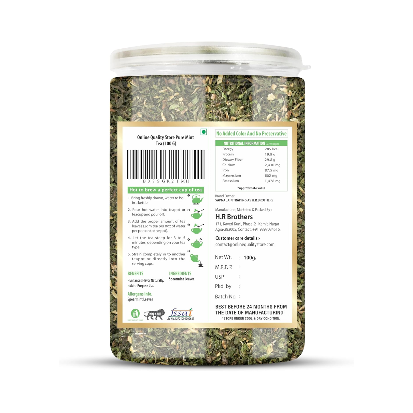 Online Quality Store Organic Mint Herbal Tea-100g