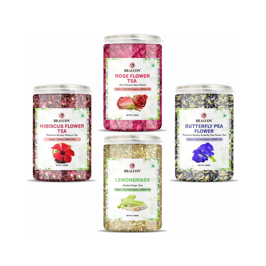 Bralcon Hibiscus Flower Tea, Butterfly Pea, Rose, Lemongrass - 400g(100g x 4)
