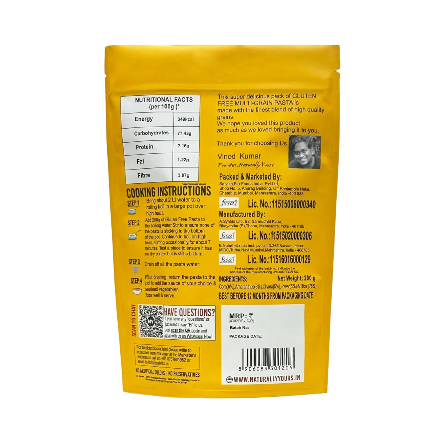 Naturally Yours Gluten Free Multigrain Pasta 200g