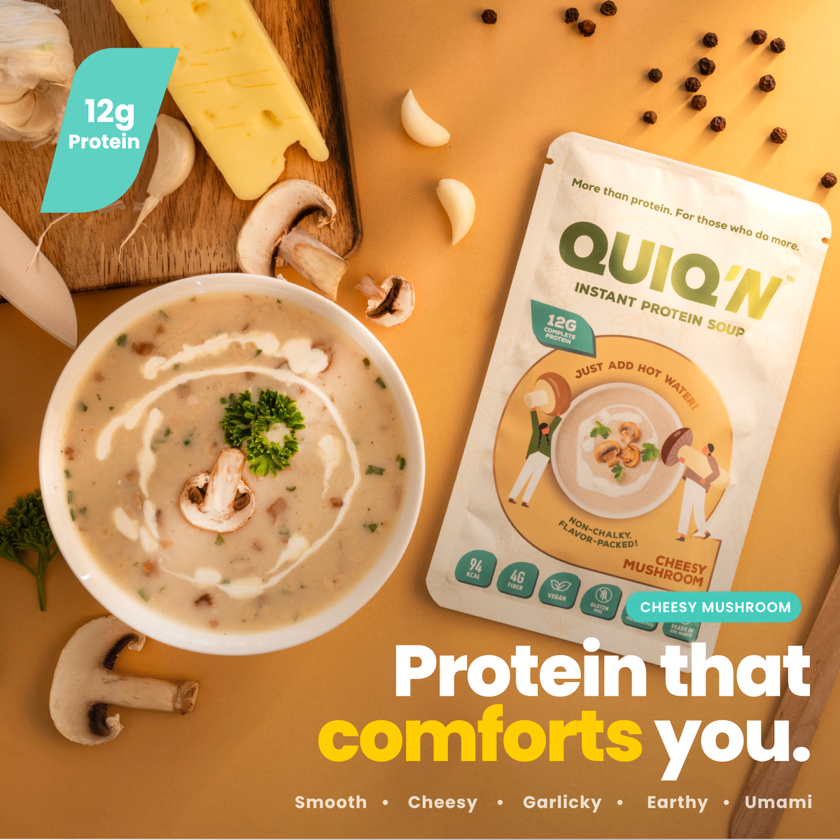 Quiq'N Instant Protein Soup Cheesy Mushroom 25g