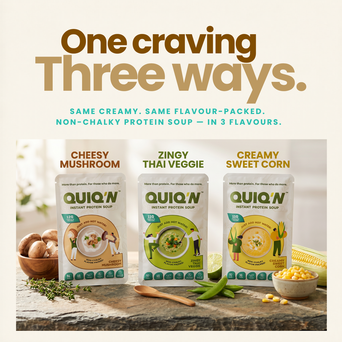 Quiq'N Instant Protein Soup Cheesy Mushroom 25g