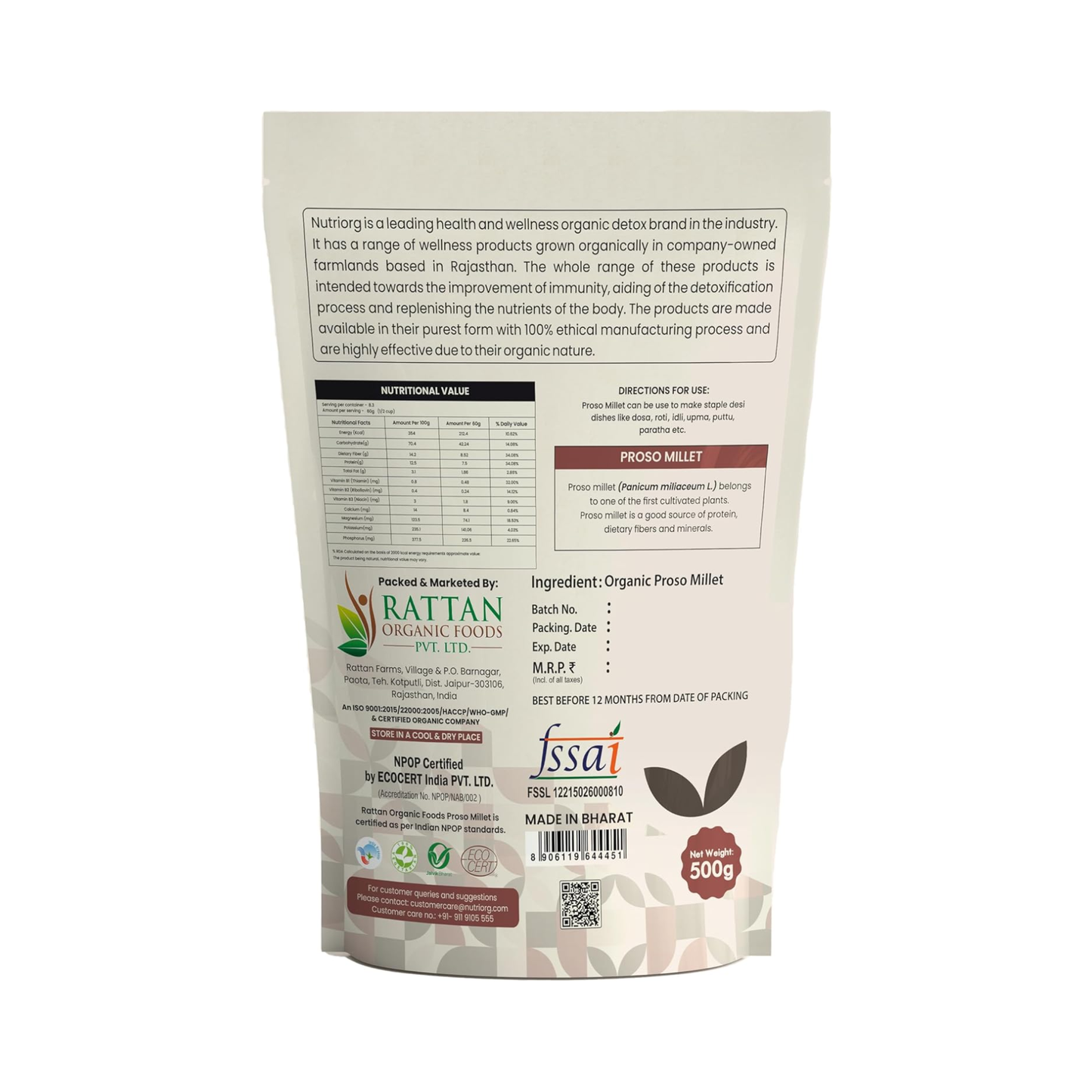 Nutriorg Organic Proso Millet 500g