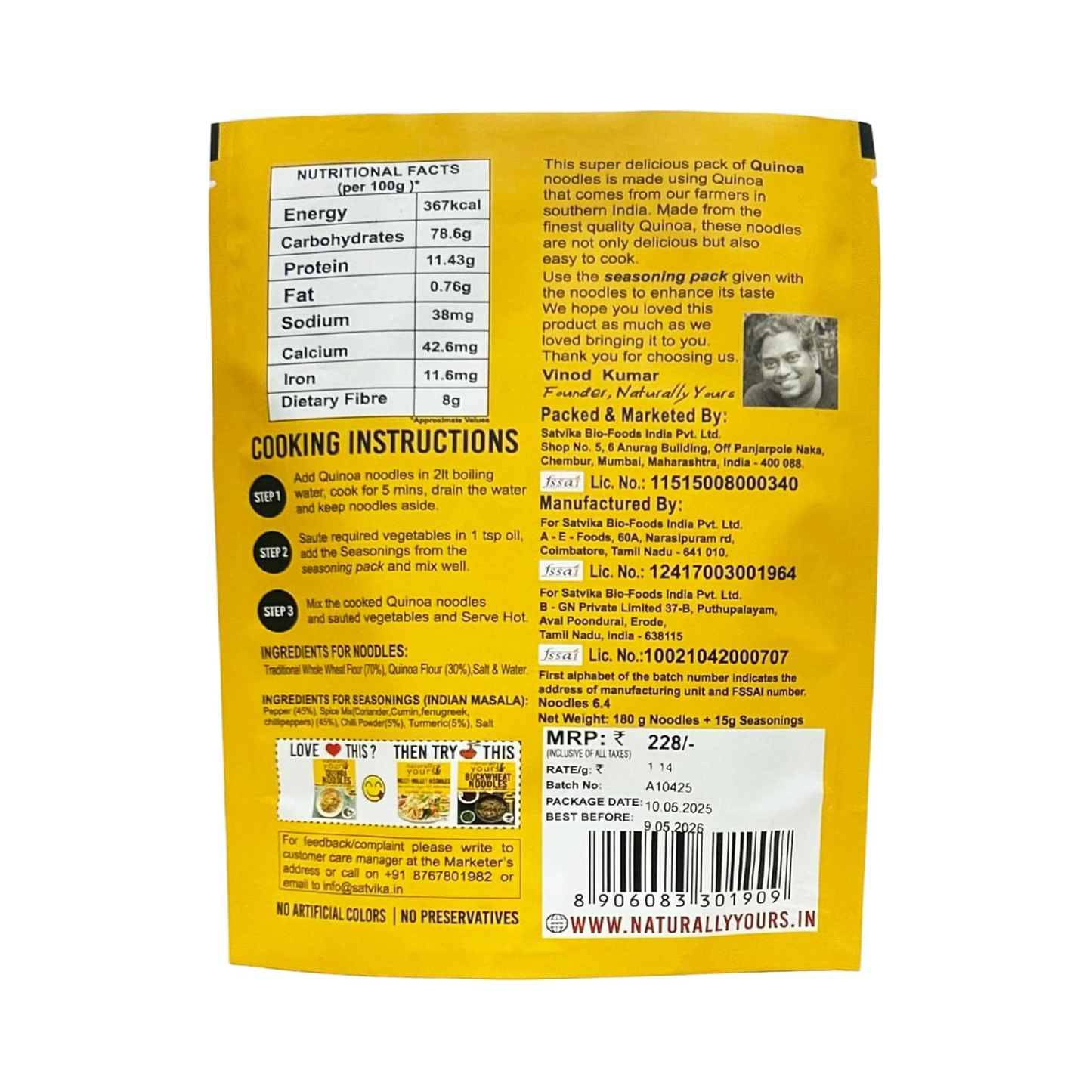 Naturally Yours Quinoa Noodles 180g