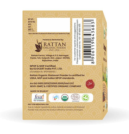 Nutriorg Certified Organic Shatavari Powder 100g