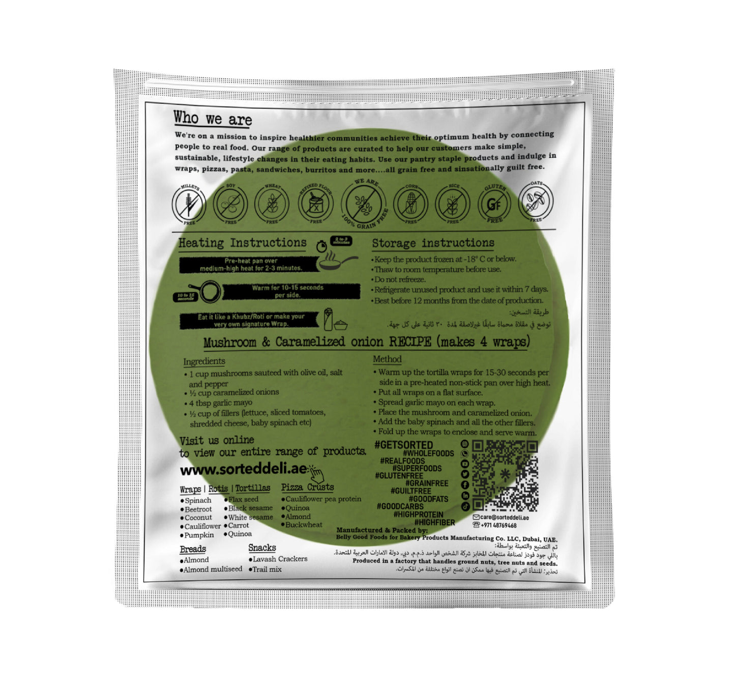 Spinach Wrap with Pea Protein – 9.3gms Protein | Gluten Free | Pack of 4