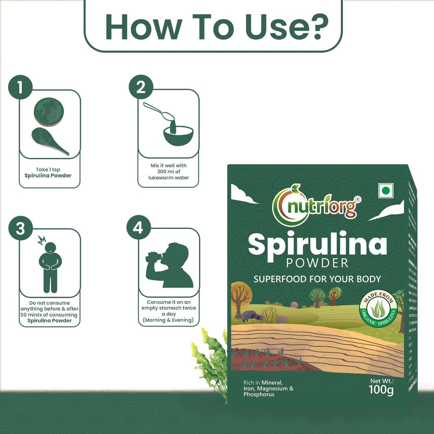 Nutriorg Spirulina Powder 100g