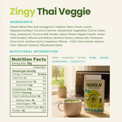 Quiq'N Instant Protein Soup Zingy Thai Veggie 25g.