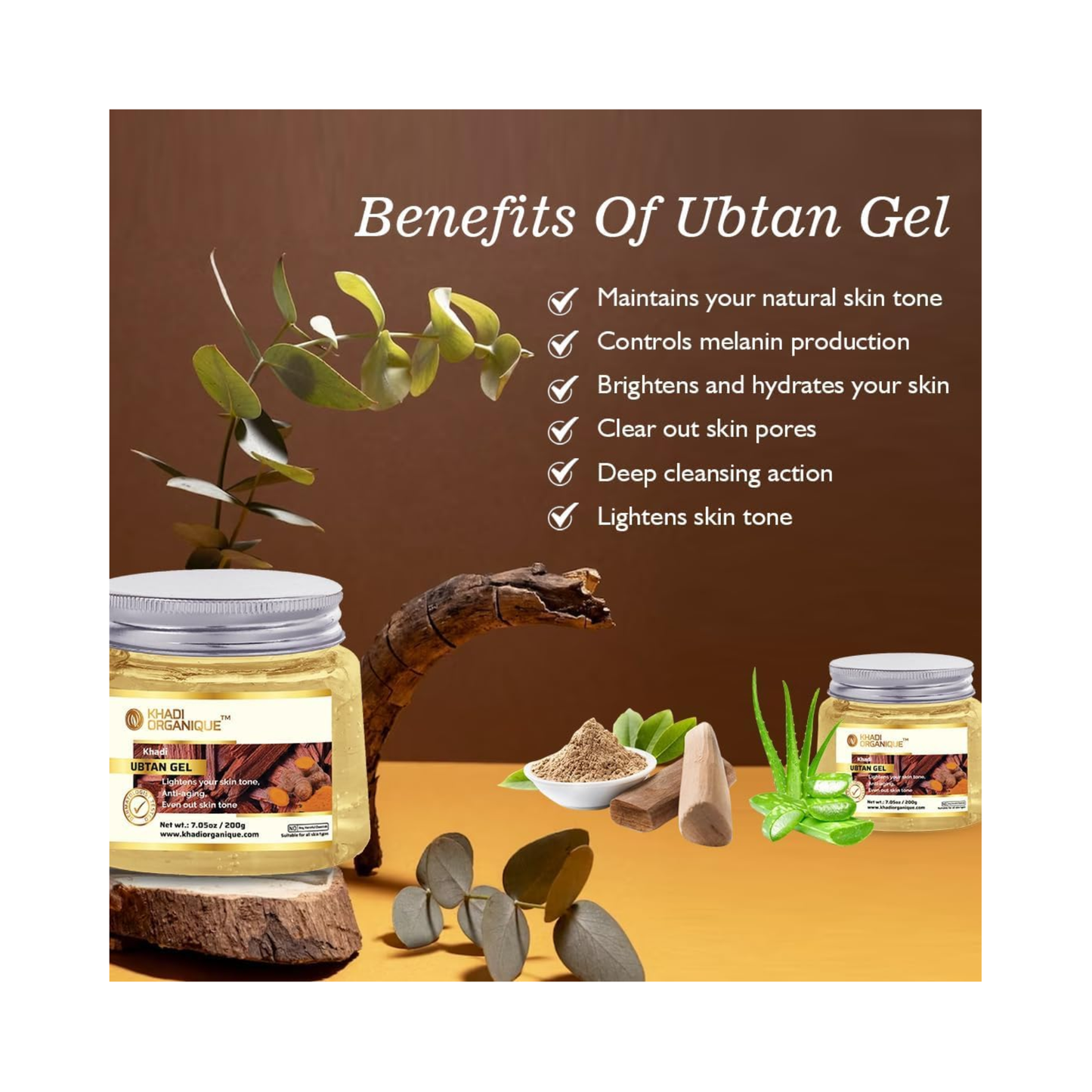 Khadi Organique Aloe Vera Ubtan Moisturizing Gel for Glowing Skin 200ml