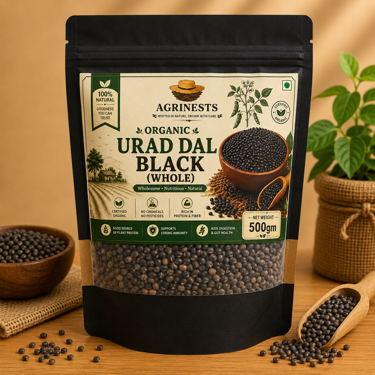 Organic Urad Whole Black 500gm