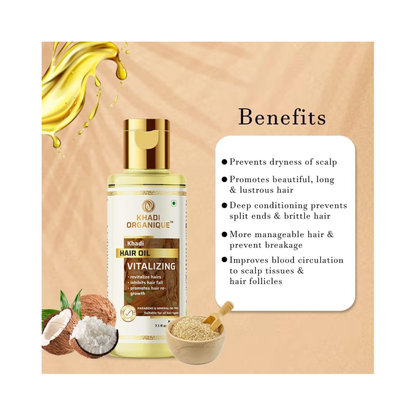 Khadi Organique Vitalizing Hair Oil Without Mineral Oil 210ml