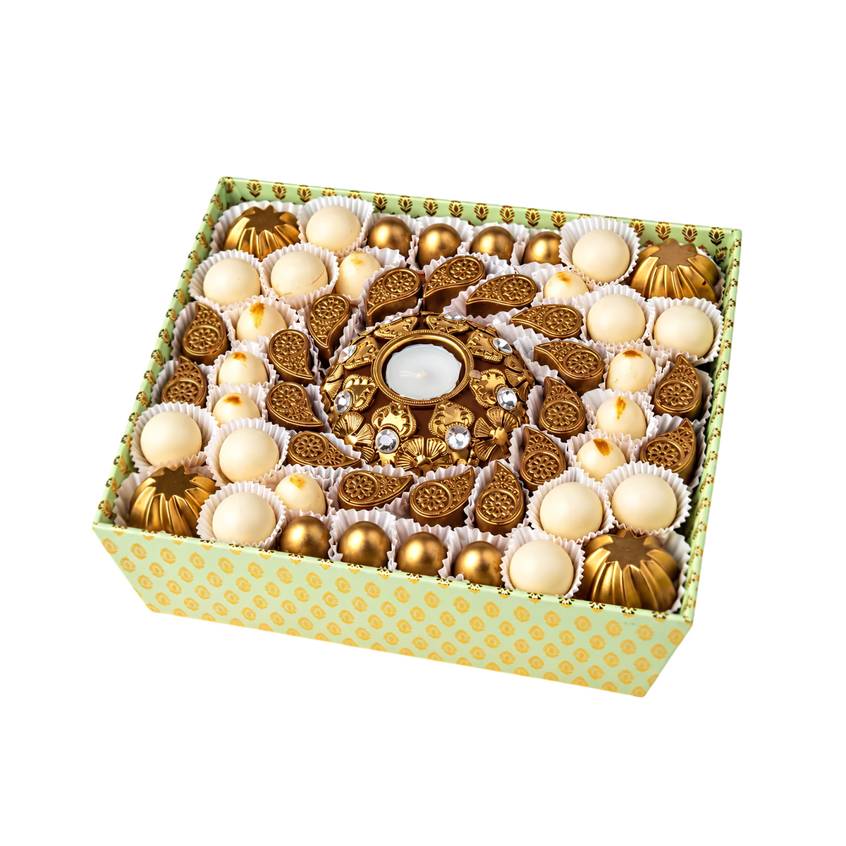 White and Golden Diwali Gift Tray