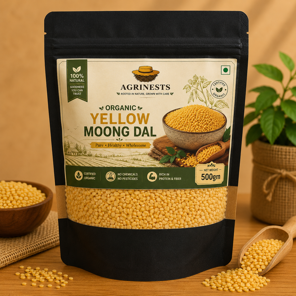 Organic Yellow Moong Split 500gm